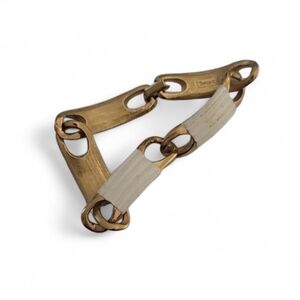 Gold and Cream Link Bracelet Vintage Trifari